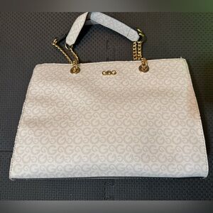 Guess Cream Tote Bag with Gold Accents